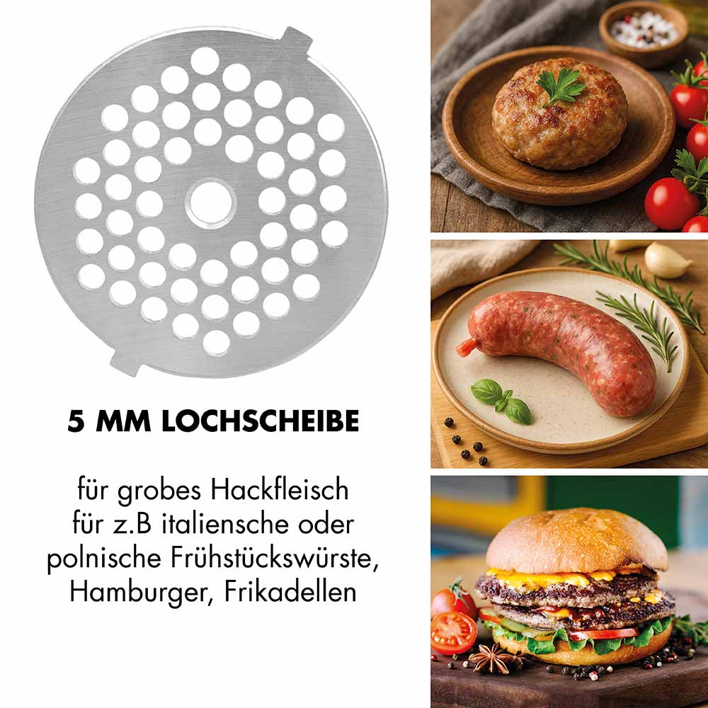 GASTROBACK® Fleischwolf - 41407 - Design Fleischwolf 6-in-1 Plus #6 GASTROBACK® Fleischwolf - 41407 - Design Fleischwolf 6-in-1 Plus #6 - 5 MM Lochscheibe für grobes Hackfleisch für z.B. italienische oder polnische Frühstückswürste, Hamburger, Frikadellen.