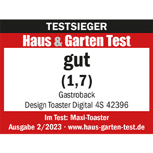 TESTSIEGER Maxi-Toaster - GASTROBACK® Design Toaster Digital 4S - 42396 - Haus & Garten Test 2/2023 TESTSIEGER Maxi-Toaster - GASTROBACK® Design Toaster Digital 4S - 42396 - Haus & Garten Test 2/2023