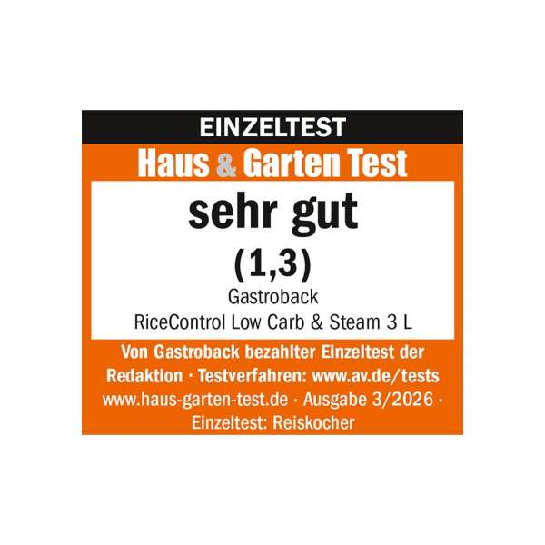 Reiskocher RiceControl low carb & steam 3 L