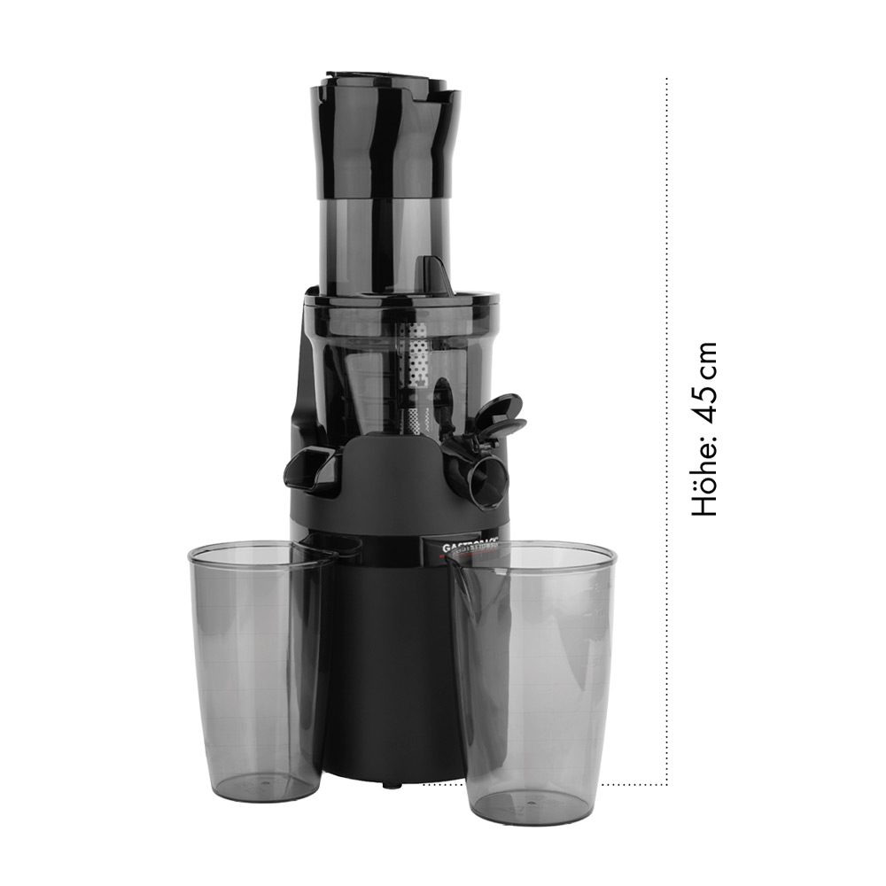 Gastroback Entsafter Slow Juicer Vita Fresh 40146 Kompakte Größe nur 17,8 x 15,2 x 45 cm Gastroback Entsafter Slow Juicer Vita Fresh 40146 Kaltentsafter | Extra Großer Einfüllschacht, Einfüllabdeckung, leichte Reinigung dank weniger Teile, spülmaschinengeeignet, 200 Watt, 50 U /Min, für Obst Gemüse Kräuter Beeren Gräser, dunkel getönter Einfüllschacht und Saftschale für zusätzlichen Vitaminschutz, BPA frei, robuste Pressschnecke mit Edelstahlkern, Rücklauf, Überhitzungsschutz, sehr leise, Kompakte Größe 17,8 x 15,2 x 45 cm, 0,8 L Saftbehälter, 2,7Kg
