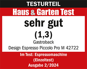 Siebtraegermaschine Test - Haus und Garten Test 2/2024 - GASTROBACK® - 42722 - Design Espresso Piccolo Pro M Siebtraegermaschine Test - Haus und Garten Test 2/2024 - GASTROBACK® - 42722 - Design Espresso Piccolo Pro M