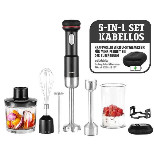 GASTROBACK Stabmixer - 40982 - Kabelloser Design Stabmixer Set 5 in 1