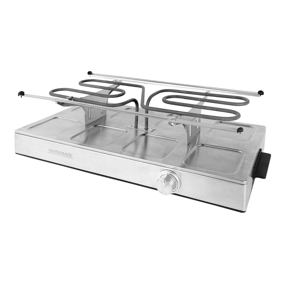 GASTROBACK® Raclette - 42563 - Raclette Grill & Pancake Station - für 8 Personen 2-in-1 Multifunktionsgerät mit XXL-Doppelpfännchen