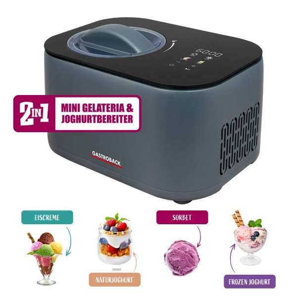 Gastroback Mini Gelateria – 2-in-1 Kompressor Eismaschine & Joghurtbereiter