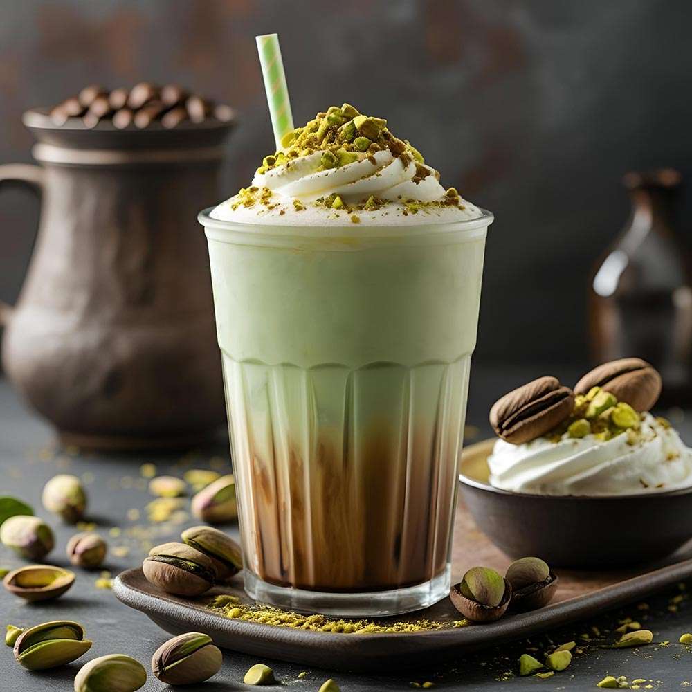 GASTROBACK-Pistazien-Eiskaffee-Rezept-mit-Pistazienaufstrich-Espresso-Milch-und-Spruehsahne
