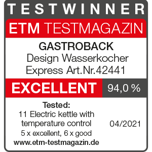 TEST WINNER Water Kettle - GASTROBACK® Design Water Kettle Express - 42441 - ETM 2021 TEST WINNER Water Kettle - GASTROBACK® Design Water Kettle Express - 42441 - ETM 2021