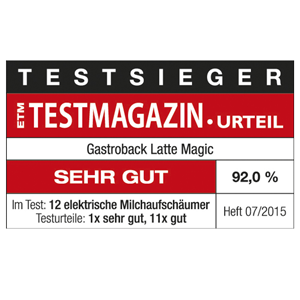 TESTSIEGER Milchaufschaeumer - GASTROBACK Latte Magic 42326 - ETM 2015 TESTSIEGER Milchaufschaeumer - GASTROBACK Latte Magic 42326 - ETM 2015