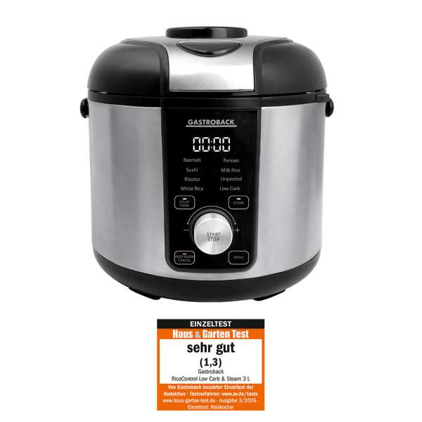 Reiskocher RiceControl low carb & steam 3 L