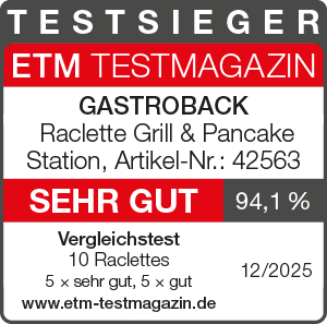 TESTSIEGER ETM 12/2025 - SEHR GUT  - Raclette - 42563 - Raclette Grill & Pancake Station - für 8 Personen 2-in-1 Multifunktionsgerät mit XXL-Doppelpfännchen