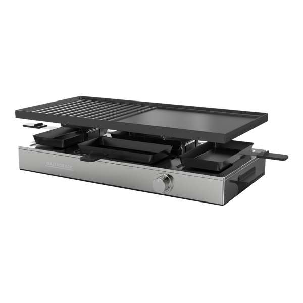 GASTROBACK - 42563 - Raclette Grill & Pancake Station - für 8 Personen - 2-in-1 - vielseitiges Multifunktionsgerät - XXL-Doppelpfaennchen