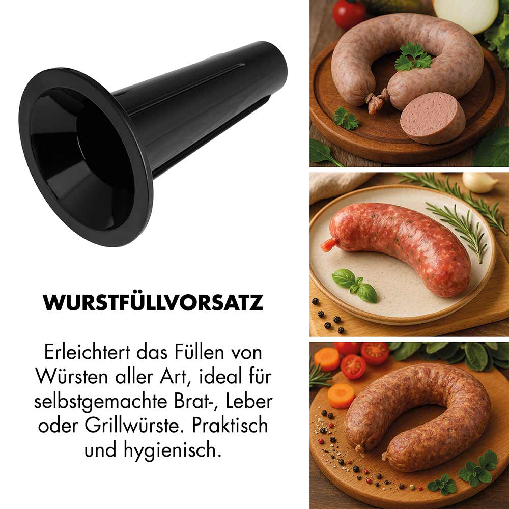 GASTROBACK® Fleischwolf - 41407 - Design Fleischwolf 6-in-1 Plus #6 GASTROBACK® Fleischwolf - 41407 - Design Fleischwolf 6-in-1 Plus #6 - Wurstfüllvorsatz Erleichtert das Füllen von Würsten aller Art, ideal für selbstgemachte Brat-, Leber- oder Grillwürste. Praktisch und hygienisch.