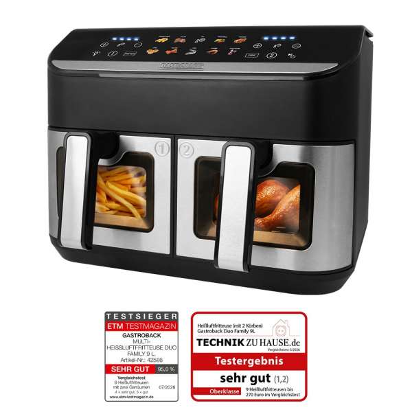 Multi-Heissluftfritteuse Duo Family 9 L
