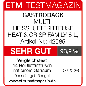 GASTROBACK® Multi-Heissluftfritteuse Heat & Crisp Family 8 L - 42585 - Technik zu Hause 5/2026 GASTROBACK® Multi-Heissluftfritteuse Heat & Crisp Family 8 L - 42585 - Technik zu Hause 5/2026