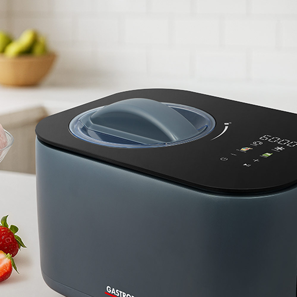 GASTROBACK® Eismaschine - 42901 - Mini Gelateria 2-in-1 Kompressor-Eismaschine 1 l - Eismaschine und Joghurtbereiter ohne Vorkühlen, kompakt, leise und leistungsstark