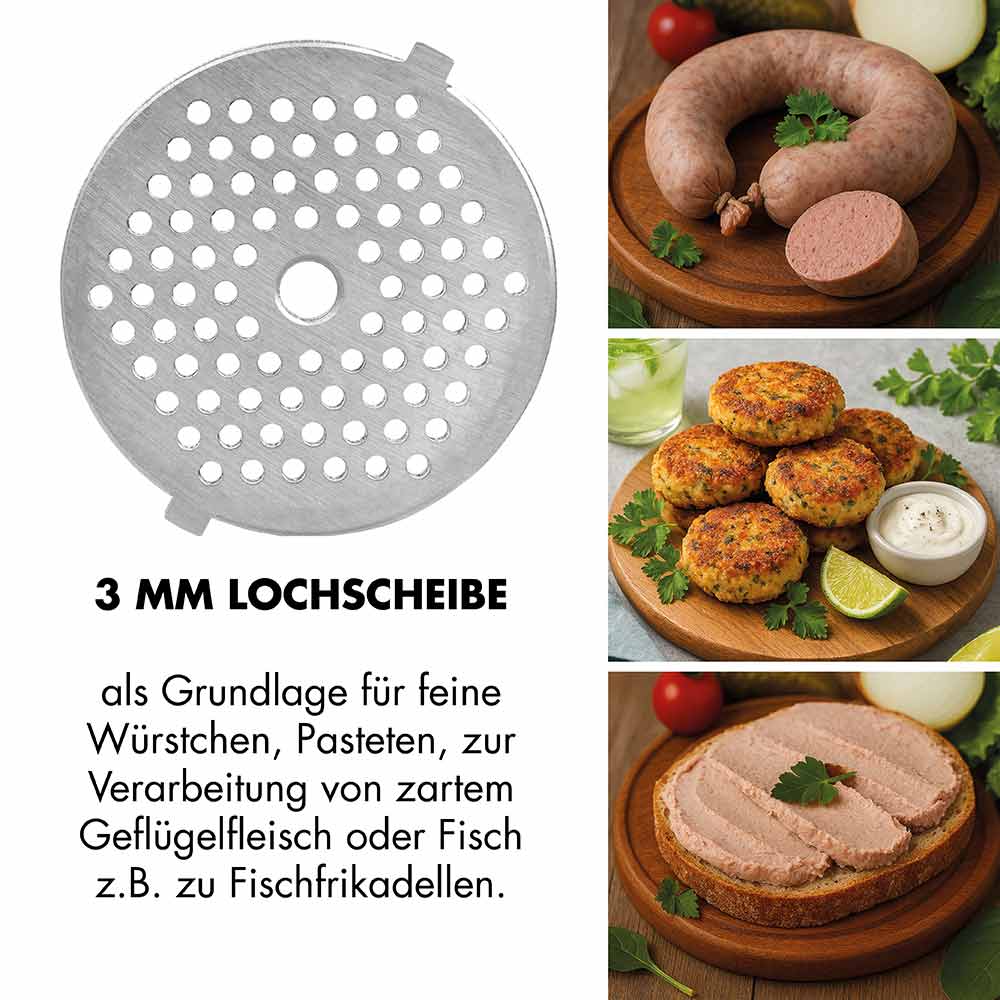 GASTROBACK® Fleischwolf - 41407 - Design Fleischwolf 6-in-1 Plus #6 GASTROBACK® Fleischwolf - 41407 - Design Fleischwolf 6-in-1 Plus #6 - 3 MM Lochscheibe als Grundlage für feine Würstchen, Pasteten, zur Verarbeitung von zartem Geflügelfleisch oder Fisch z.B. zu Fischfrikadellen.