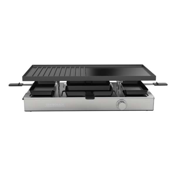 GASTROBACK - 42563 - Raclette Grill & Pancake Station - für 8 Personen - 2-in-1 - vielseitiges Multifunktionsgerät - XXL-Doppelpfaennchen